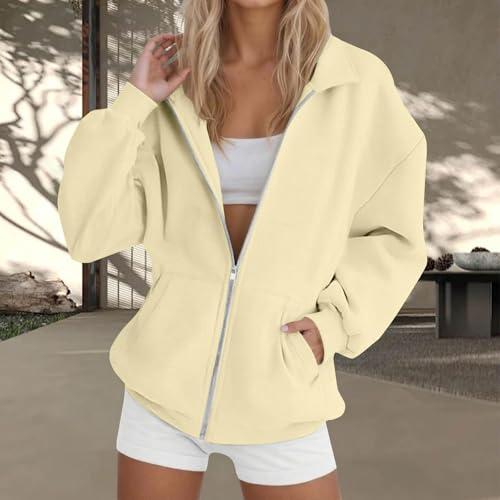 hlysgo Oversized Sweatshirt for Women Full Zip Up Long Sleeve Shirts Casual Fleece Sweat Jackets 2025 Fall Preppy Clothes2