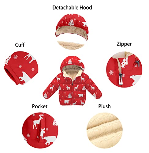 Toddler Baby Hooded Down Jacket Boys Girls Kids Thicken Warm Winter Coat Outerwear 1-7T (Red Pattern, 18-24 Months) #TOP4