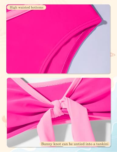 Image of Girls Swimsuit Bikini Set and Cover Up Skirt 3PCS Bathing Suit Removable Knot Dual-Use Girls Swimsuits Size 7-16