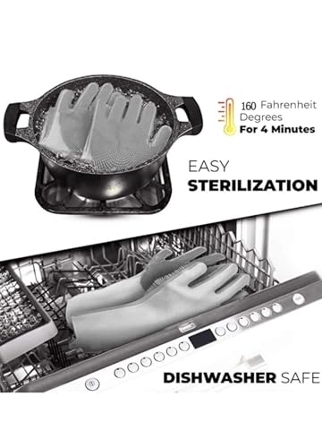 Image of Dishwashing Gloves, Kitchen Cleaning Gloves, Hand Gloves for Washing Utensils, Plates, Cups and Sink, Household Cleaning Gloves for Women, Dishwashing, Kitchen and Cleaning (Multicolour, 1 Pair)