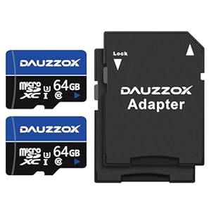 2er-Pack 64 GB Micro SD Karte, DAUZZOX MicroSDXC A1 U3 C10 UHS-I, Full HD et 4K UHD TF Karte, Bis zu 85 MB/s, Speicherkarte Micro SD für Smartphone, Kamera, Überwachungsgeräte, Dash Cam, mit 2 Adapter