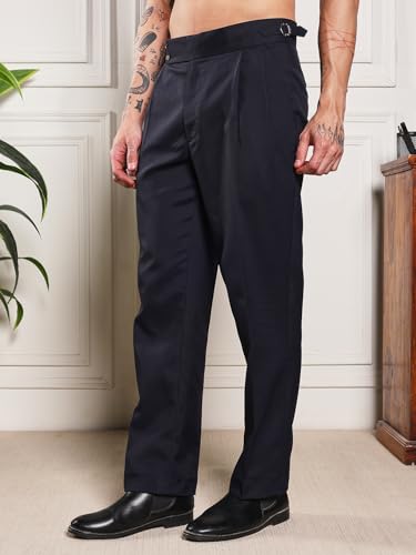 Image of Gurkha Pants for Men | Trouser for Men | Formal Pant | Double Button | Loose Fit Trouser High Waist Pleated Casual Trousers | Vintage Straight Leg Pants for Office Smart Casual Travel Party