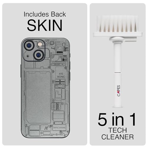 Image of Capes India Mobile Phone Skins Compatible with Apple iPhone 13 | Not a Cover /Case | Protective Film Vinyl Sticker (Teardown Silver, Full Body Skin + Tech Cleaner)