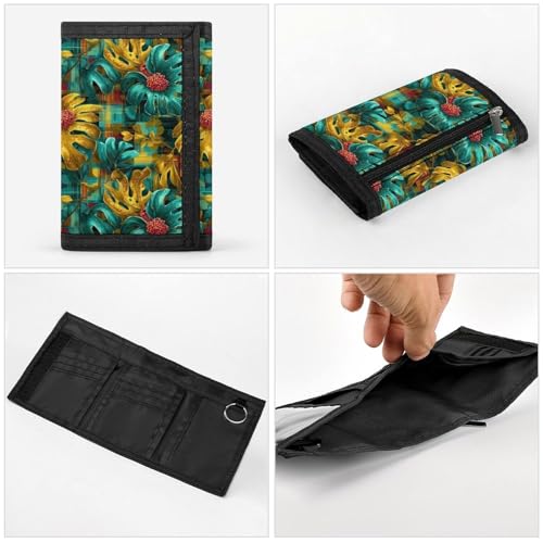 Tropical Colorful Leaves Print Wallet for Men, 8 Credit Card Holder Slim Minimalist Front Pocket Small Mens Bifold Wallets4