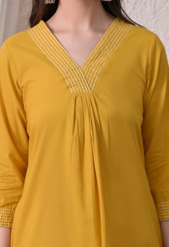 Image of Truvon Fashions Stylish Women's Co-Ord Kurta with Pant Set Cotton Floral Kurti for Women