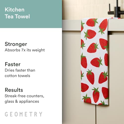 GEOMETRY Spring Kitchen Towels - Quick Dry Microfiber Cloth Spring & Summer Dish Towels for Kitchen Drying - Premium Quick Dry Towel - Strawberry Shortcake Lines, 18" x 30" - 1-Pack - image 2