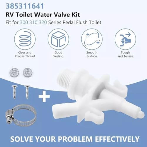 Image of 385311641 RV Water Valve Replacement Kit for Pedal-Flush Toilets Compatible with Sealand Dometic 321,320,311, 310,301,300 Fits for Camper Trailer Toilet Pedal flush Toilets