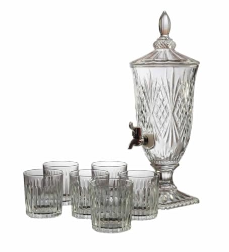 Image of Wringo Premium 7pc Crystal Water Jug with Glass Set and Jug Set Combo,Freezer Safe and Dishwasher Safe (6 Pieces Glasses 200ML and 1 Water Juice Jug 1 Liter), Transparent, Glass and Jug Set (WS-02)