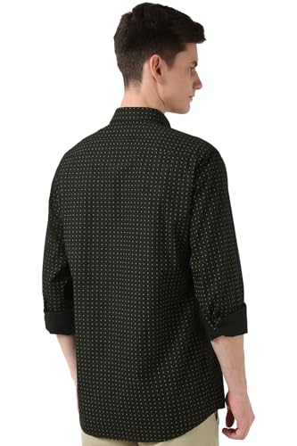 Image of Peter England Men's Everyday Ditsy Print Slim Fit Full Sleeve Casual Shirt | 100% Cotton
