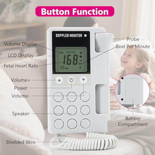 Fetal Heartbeat Doppler Pregnancy Accessories Portable Baby Monitor Heartbeat Bag Easy to Use at Home Y2