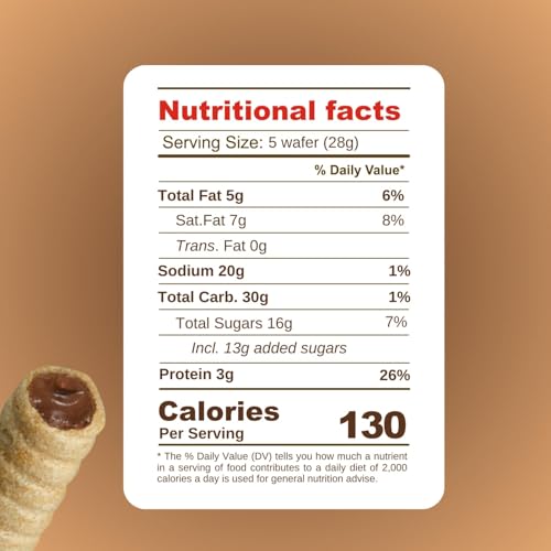 Pirucream Rolled Wafers with Chocolate Hazelnut, Organic Alkaline 100% Cocoa – No Trans-Fat, Preservatives, Colorants or Additives and without Palm Oil (155Gr/ 5.46Oz each one – 3 Pack Tin)