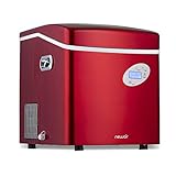 NewAir Portable Ice Maker 50 lb. Daily | Red | 3 Size Bullet Shaped Ice | First Batch Under 10 Minutes | Self Cleaning Quiet Operation Countertop Ice Machine | AI-215R