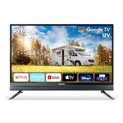SYLVOX Smart RV TV, 32" 12V TV for RV Camper 1080P DC/AC Powered Television, Newest Google TV, Support Download APPs, Google Assistant, Bluetooth WiFi, Smart TV for Home Car Campervan Truck
