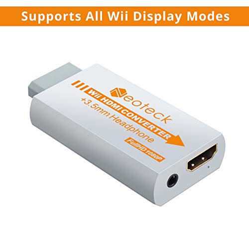 Neoteck Wii a HDMI Convertidor Señal de wii a 720P y 1080P Full HD + Adaptador de Audio Jack de 3.5mm Compatible con el Formato NTSC/PAL para Smart TV HDTV-Blanco