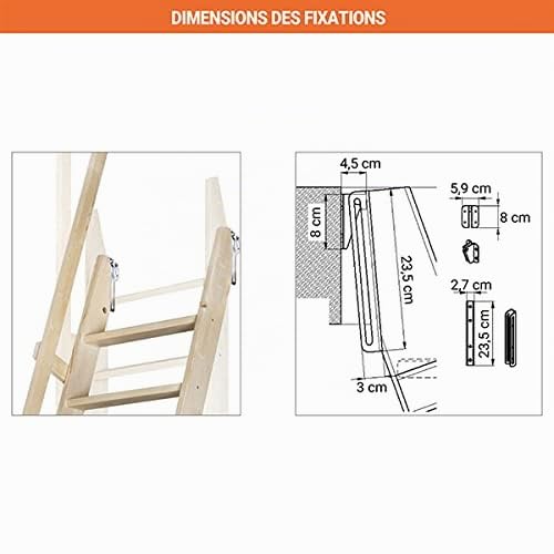 Echelle de meunier : 55cm de Large - Couleur : Bois Naturel - 1 Rampe - MSP/BN