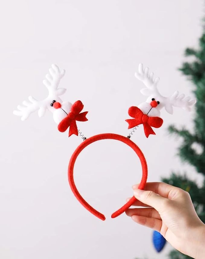 PartyToko 6PCS Christmas Headband, Glitter Reindeer Antler Hairband, Christmas Elk Antler Headbands for Women Girls Xmas Costume Party Accessories 6pcs (Christmas Headband, Glitter Reindeer) 2