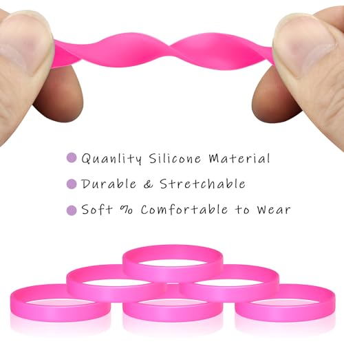 Image of Morcheiong 12 Pieces Silicone Bracelets- Rose-red Color Blank Rubber Wristbands for Adults Teen Party Favors