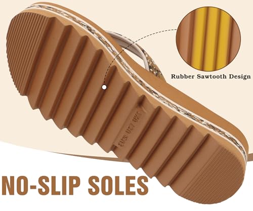 Image of ONCAI Flip Flops for Women, Fashion Printed Platform Sandals Woman with Arch Support Yoga Mat Cushion, Lightweight Summer Beach Outdoor Chunky Non-Slip Rubber Soles US Size 5-11