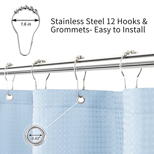 Boho Shower Curtain Shower Curtains Set Liner With Hooks Waffle Fabric Shower Curtain Farmhouse Modern Nordic Bohemian Chic Tassel For Bathroom Hotel, Water Repellent 72X72 Inch, Light Blue #TOP5