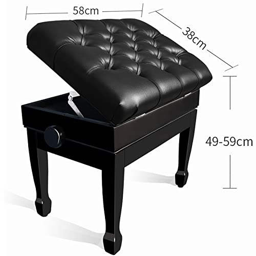 TEmkin Banc de Piano en Bois, Tabouret de Clavier Solo Confortable, Tabouret de Piano de Luxe avec Rangement, 58 x 38 x 49-59 cm, Noir - Les Beatles, Paul McCartney, John Lennon, RIngo Starr, George Harrison TEmkin Banc de Piano en Bois, Tabouret de Clavier Solo Confortable, Tabouret de Piano de Luxe avec Rangement, 58 x 38 x 49-59 cm, Noir – Image 3