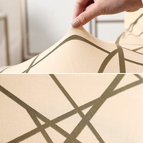 Image of HOKIPO Dining Chair Protector Cover Set Of 2 Elastic Slip Frill Covers (Ar-4091-D2*2, Beige)
