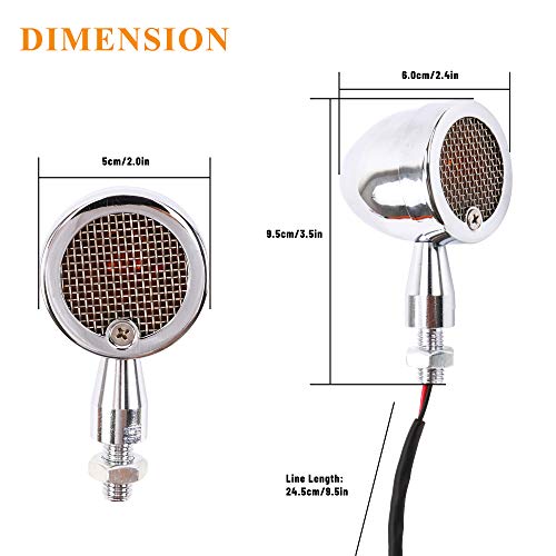 HUSUKU Motorcycle Turn Signal Lights 2pcs Large Chrome Bullet Front Rear Blinker Indicator Light Fit for, Harley Honda Kawasaki Suzuki Yamaha, Most Motorcycle, Street Bike, Scooter, Cruiser,Chopper - Thumbnail 2