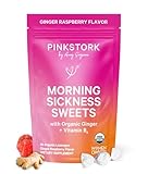 Pink Stork Morning Sickness Sweets: Ginger Raspberry Flavor, USDA Organic Hard Lozenges + Vitamin B6 -Relieves Nausea, Gluten-Free, Non-GMO and Preservative Free, -30 Individually Wrapped Sweets