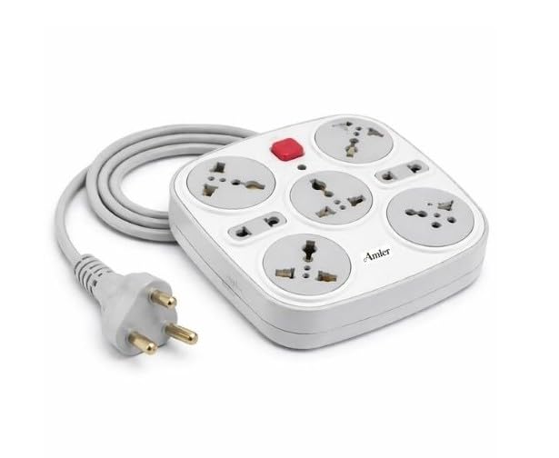 Image of 7 Socket Extension Board with Switch | 5 Universal 3‑Pin + 2 Two‑Pin Sockets | 2.5 Meter Heavy Duty Power Strip | Multi Plug Spike Guard Extension Board for Home, Office & Appliances