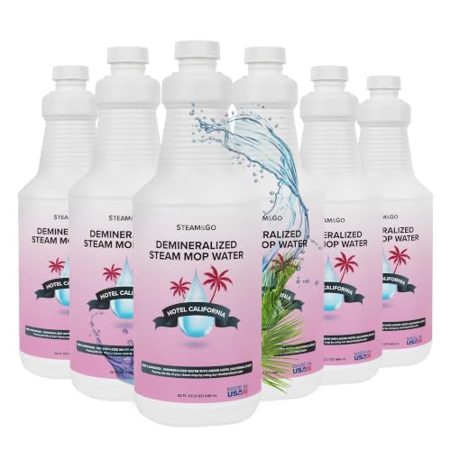 Image of Steam & Go Demineralized Water for Steam Mop - Hotel California Scent, 32 Ounces (Pack of 6) | Scented Floor Cleaner Solution, Ready-to-Use, Compatible with Any Steam Cleaner