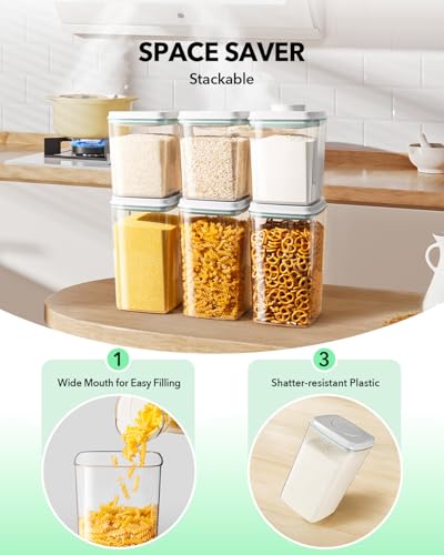 Image of Ankou Food Storage Container Sets, 2.8 Qt + 4.2 Qt *2 Airtight Canisters with Lids and 130ml Scoop, BPA-Free Plastic Pantry Containers for Flour, Sugar, Rice