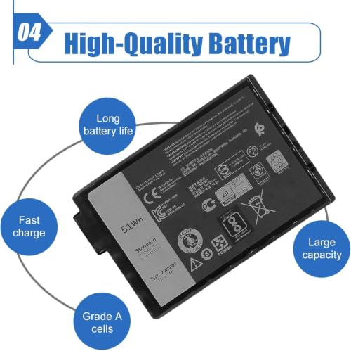 Image of 51Wh 7WNW1 Laptop Battery Compatible with Dell Latitude 5424 5420 Rugged 7424 Extreme P85G P86G P137G P137G001 P137G002 P85G001 P86G001 Series DMF8C 0DMF8C 6NNCF DP3KF DMF0C 07WNW1 11.4V 4342mAh