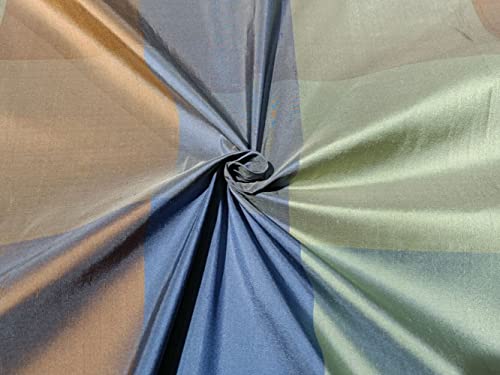 Soie Dupioni au mètre, tissu tartan vert et marron pour couture haut de gamme