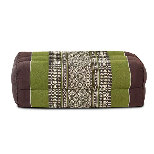Oriental Galerie Thaikissen Nackenkissen Kopfkissen Kissen Kapokkissen Thai-Motiv ca. 35 x 19 x 13 cm Baumwolle Kapok Braun Grün KB4