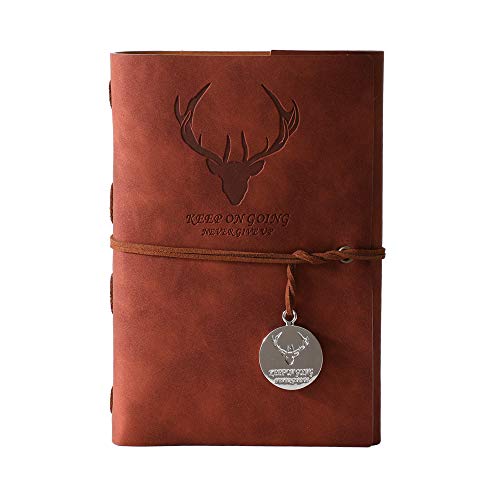King Stationery Leather Writing Journal Notebook Refillable Composition Notebooks Art Sketchbook Travel Dairy Best Gifts for Women Girls and Boys (Coffee)