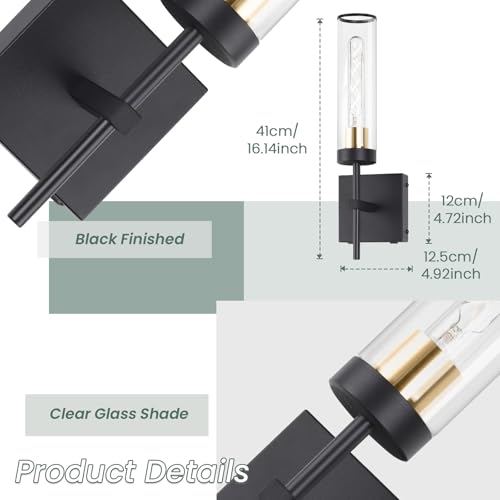 Image of Wall Sconces,Battery Operated Wall Sconce 10400mAh Black and Gold Fast Chargin Endurance 150 Hours Infinitely Dimmable with Remote Control Wireless Wall Lights for Bedroom Living Room Hallway