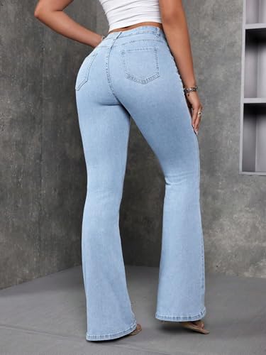 Image of Glossia Bell Bottom Jeans for Women | Stretchable High Waist Flared Denim | Bootcut Butt Lifting Fit | Leg Lengthening | Plus Size 26-38