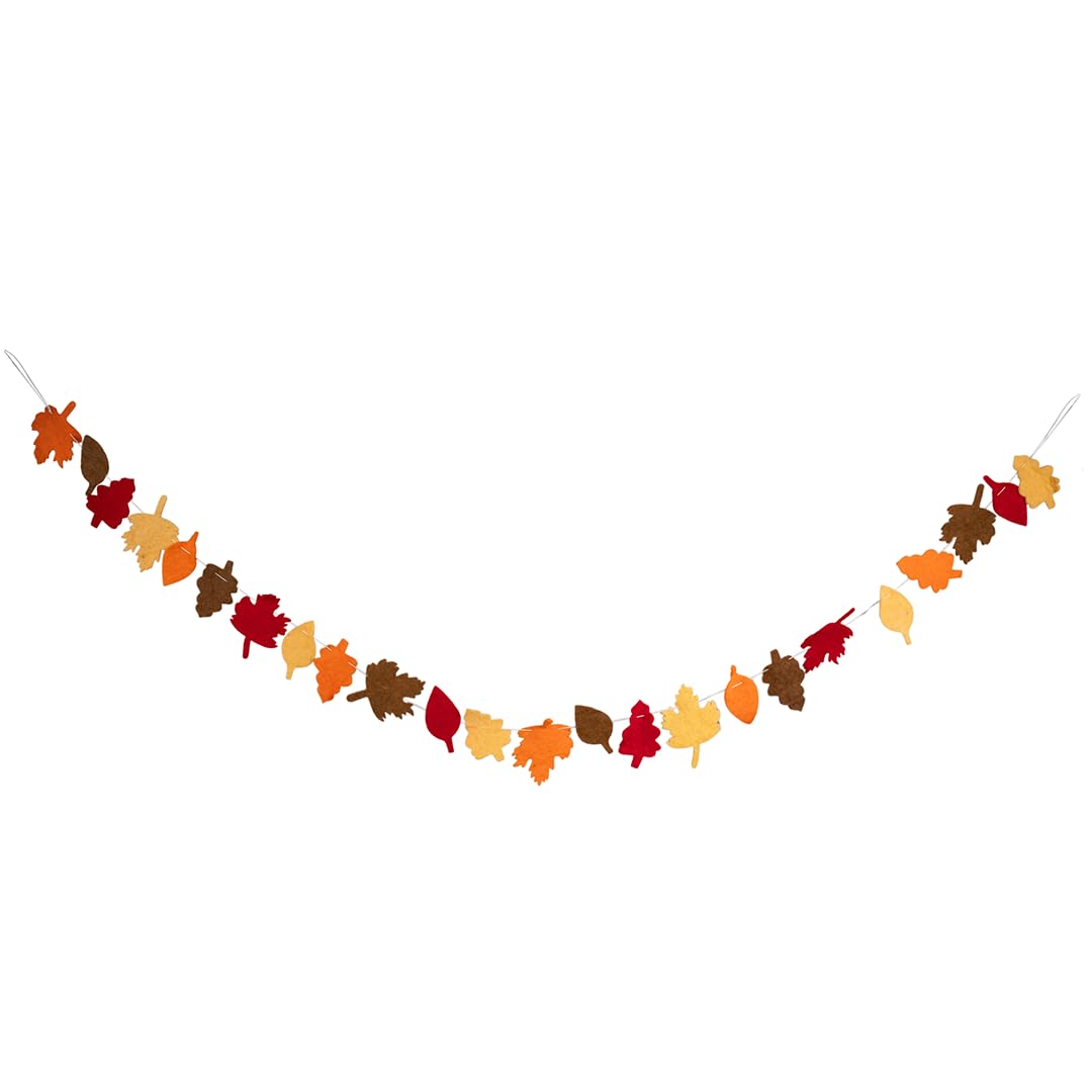Folkulture Christmas Garland | 72" Xmas Felt Garlands for Home Decor | Leaves Garland for Thanksgiving Decorations | Christmas Wall Decor for Living