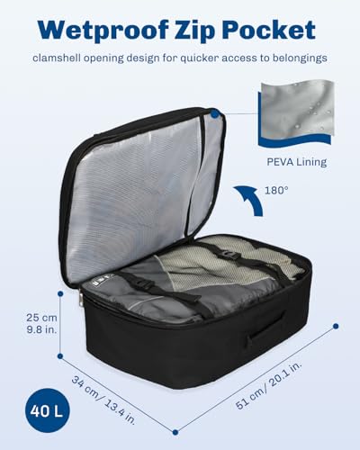 Hynes Eagle Travel Backpack 40L Flight Approved Carry on Backpack Men Large Cabin Weekender Laptop Backpack Women 15.6 inches Black 2023, Black 2023, Large, Travel Backpacks