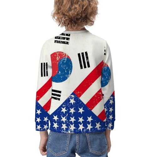 USA And Korean FlagChildren's Casual Pullover Sweatshirt Loose Fit8-10Y Style2