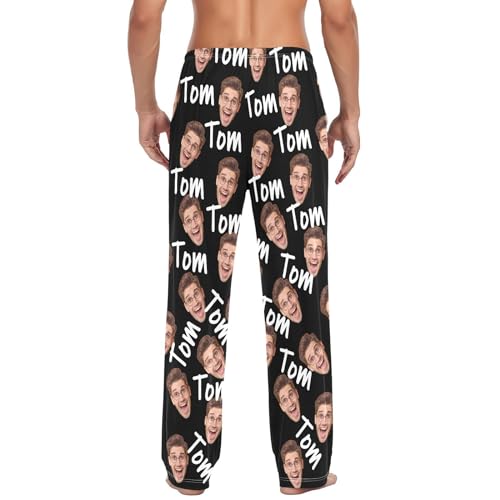 Personalized Men's 100% Cotton Pajama Pants Custom Lounge Soft Warm Sleepwear Pants with Face Photo Pajama Bottoms4