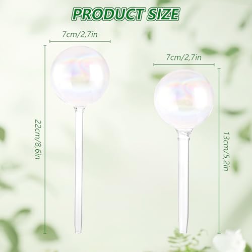 MIVIDE Bewässerungskugeln 6er Set, Transparent Bewässerungskugeln aus Glas, Wasserspender für Pflanzen, Gießkugeln für pflanzen Drinnen und Draußen(Groß und Klein)