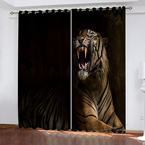 Rideau de salon design moderne tigre 3D drapé thermique d'exception