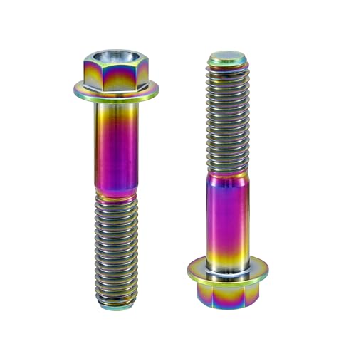 Image of Rison Titanium Bolts - Titanium Flanged Hex Head Bolts M6x1.0x25mm 6AL4V Aerospace Grade Ti Rainbow Titanium Pack of 5
