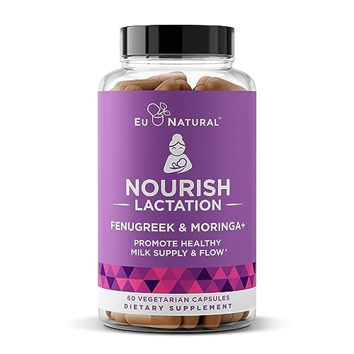 Image of Nourish Lactation Supplement - Postpartum Support for Healthy Milk Flow & Production - Fenugreek Capsules for Women with Goat's Rue, Milk Thistle, Fennel Seed & Organic Moringa, 60 Vegan Soft Capsules