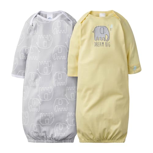 Image of Gerber Baby Girls 4-Pack Sleeper Gown - Soft Cotton Newborn Nightgowns, Elastic Hem Sleepwear Set for Infant Girls