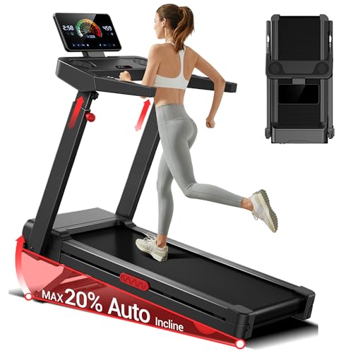 Image of UMAY Fitness Treadmill with 0% /20% Auto /Manual Incline, Treadmills for Home Folding with Pulse Sensors, 300 /350 /400LBS Capacity, Max 4.0HP Quiet Brushless & 8 /8.7 /9.5MPH
