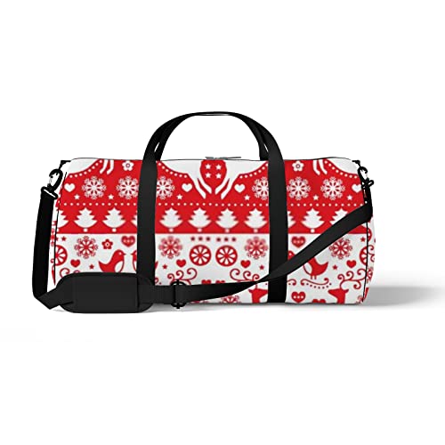 Bolsa de viagem grande para homens e mulheres, bolsa de fim de semana de rena vermelha e branca, bol