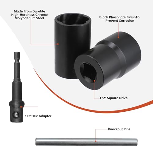 13 Stück Stecknuss Set, 10-27mm Sechseck Bohrer Stecknuss Nuss Adapte,1/2-Zoll-Schraubendreher-Satz zum Entfernen von beschädigten, verrosteten, abgerundeten Schrauben, Muttern und Bolzen