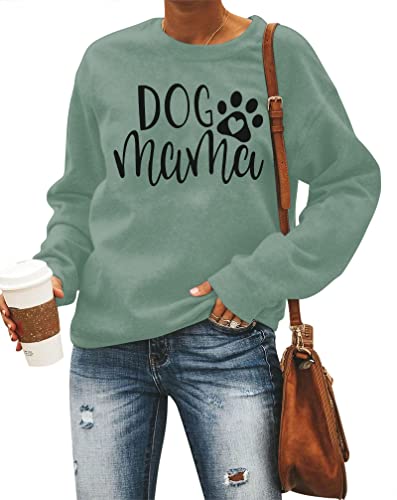 Dog Mom Sweatshirts Women Mama Sweatshirts Dog Paw Sweatshirt Long Sleeve Shirt Funny Mom Letter Print Pullover Blouse #TOP2