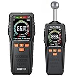 Proster 2-in-1 Pin & Pinless Moisture Meters for Walls - Rechargeable Damp Meter with 3-Colour Bar Graph + Pinless Moisture Meters - with Backlit LCD Screen